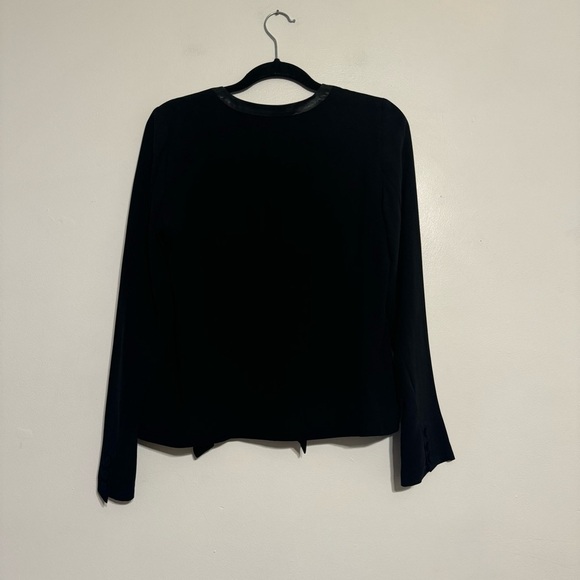 Eileen Fisher Silk and Leather Drape Front Jacket - Size XS - Picture 4 of 7